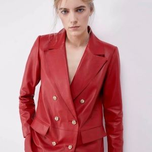 Lambskin Double-Breasted Women Blazer